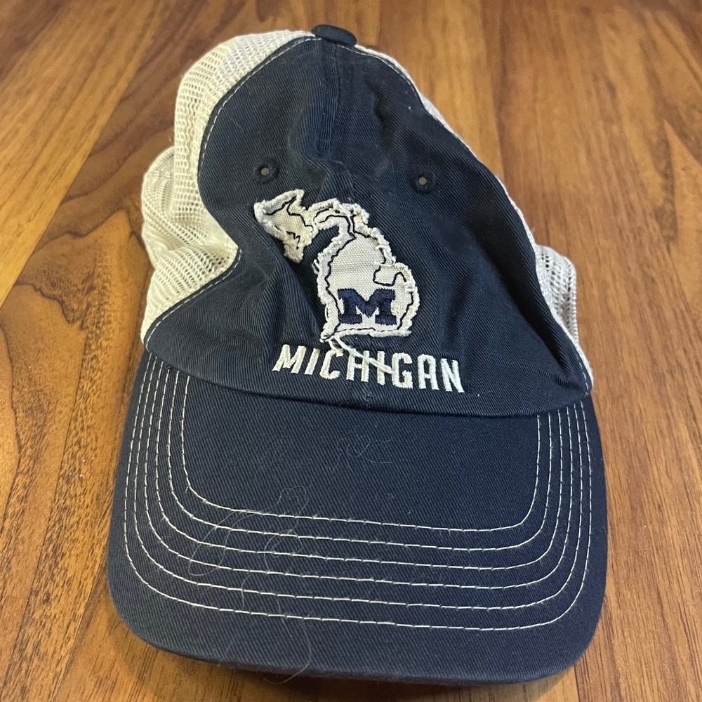 Michigan Wolverines Captivating Headwear Trucker Hat Mens OSFM Navy Blue Mesh